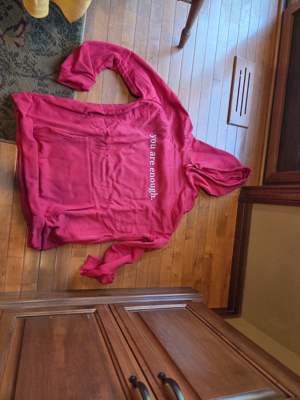Pink "you are enough." Hooded Sweatshirt